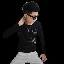 5秋季长袖修身T恤水仙刺绣社会小伙韩版潮男打底衫C301B-CT16，男装T恤，电商C301B