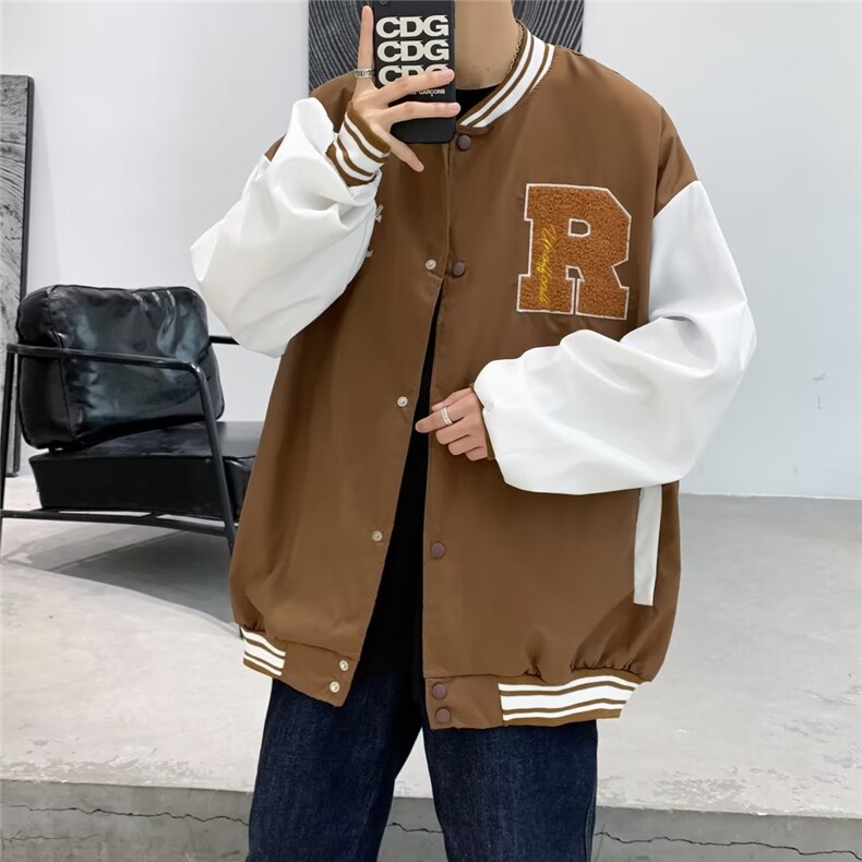 秋季新款刺绣夹克外套男潮流百搭宽松大码上衣痞帅棒球服T178/P44,男装夹克,星座506
