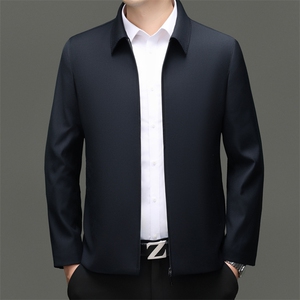 HM8116秋冬新款男士夹克翻领商务休闲领导服男装纯色外套图片