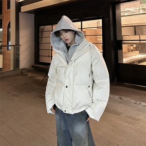 405A  美式高街个性连帽设计假两件pu皮棉服   MY24920-P158控188图片