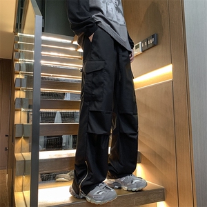 XZ213-DK2001-P55控68 港风大码拉链开叉hiphop美式休闲工装裤男图片