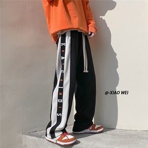 秋季拖地裤男宽松拼接卫裤休闲裤D329-QM1111-P55,最会搭配的明星图片