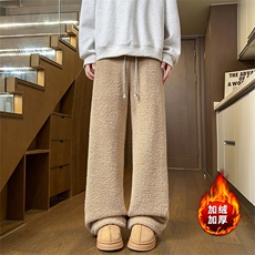 日系宽松百搭加厚保暖廓形休闲纯色直筒长裤男5D2121-TP3569，男装棉衣，电商A102