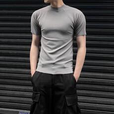 eme同款正肩小高领显瘦短袖T恤聚酯纤维310A-4-T92-特批20，男装T恤，星座310A-4