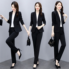 小西服套装女2025春季新款干练气质高级感垂感西装阔腿长裤两件套，女装套装/套裙，韩然一族