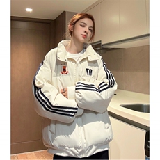 冬装新港风织带棉服刺绣logo棉衣休闲加厚外套男女G1105P118，男装棉衣，电商A339