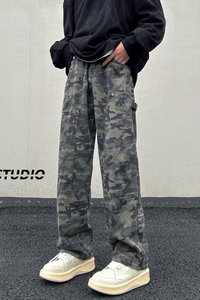 直筒裤原宿迷彩休闲裤男女  美式高街潮牌长裤NK038-P50图片