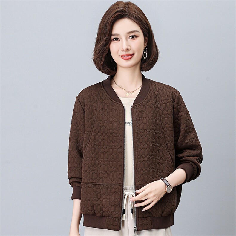 棒球服外套女2026新款春秋短款拉链式开衫小个子中年妈妈春装上衣,女装短外套,独衣靓