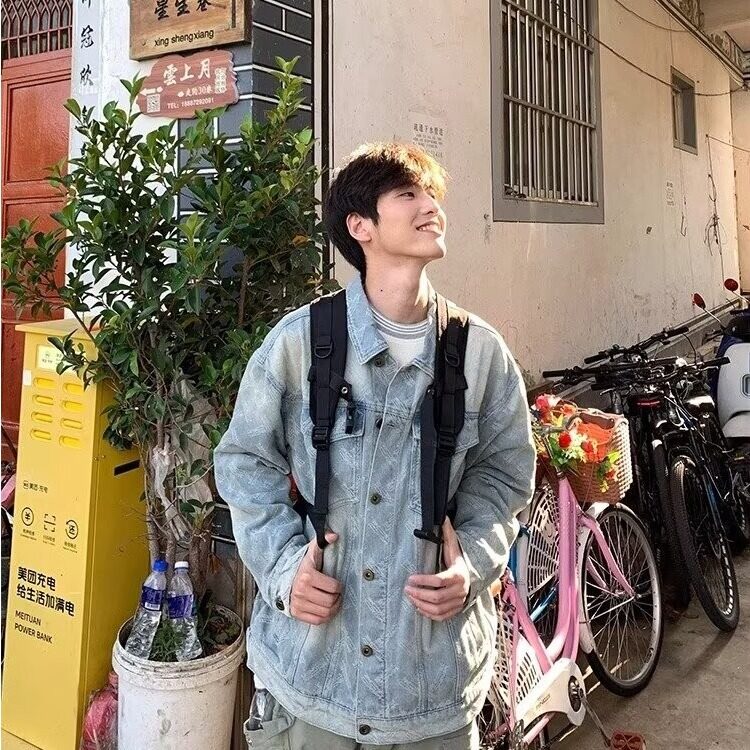 【有货】DW158-P68牛仔外套男生秋季美式高街工装夹克青少年牛仔,男装夹克,星座603-2
