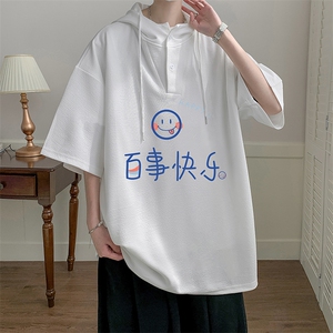 连帽短袖t恤男大码胖子带帽五分袖中袖 LD54183-P45图片