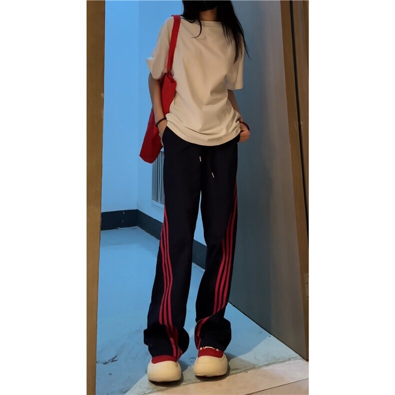 抖音品质夏秋季衔接款潮流条纹宽松休闲裤B315-K24240-特p30控58图片