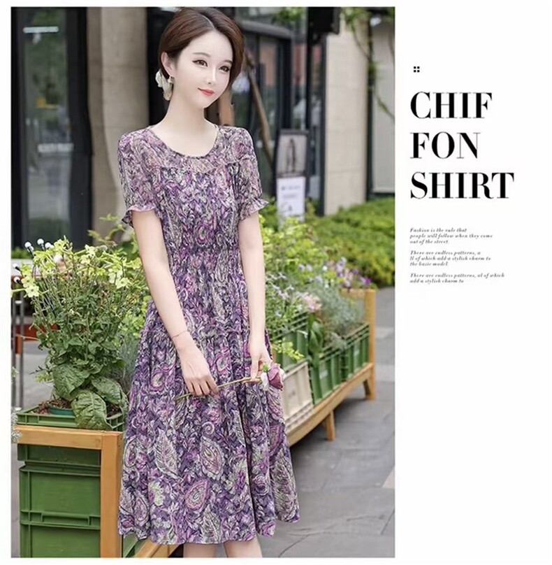 2025时尚百搭简约碎花连衣裙，女装连衣裙，翩雅女装供货