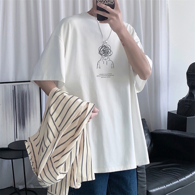 HXT1054TP25-控价38  夏季男生短袖T恤潮牌ins百搭纯棉五分袖上衣图片