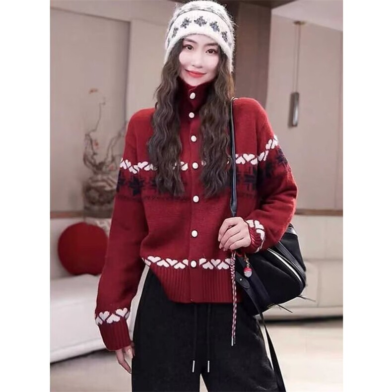 1506-1/MH511/P57拉链爱心毛衣秋冬加厚针织衫男女氛围感潮牌新年，男装针织衫/毛衣，星座1506-1