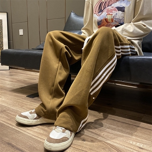 休闲裤男韩版拼色三条杠高街直筒裤子2024春夏季ins长裤K5062-P36图片