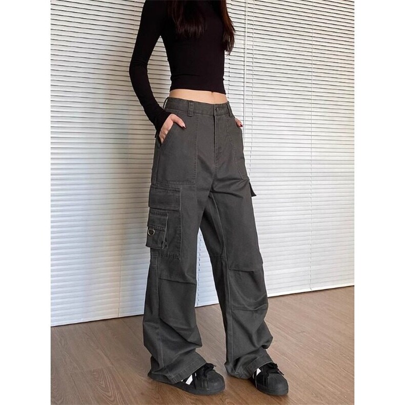 新款美式复古多口袋工装裤男女欧美宽松直筒百搭休闲长裤子,男装休闲裤,星座506A