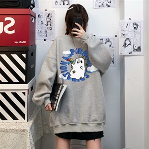 中性风 2024秋季新款趣味印花设计感港风情侣卫衣-W192-- p30控48图片
