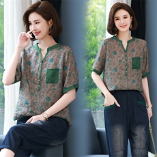 2025年夏季新款时尚碎花上衣雪纺衫，女装蕾丝衫/雪纺衫，简韵佳