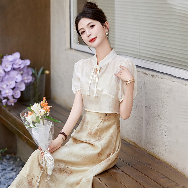 夏季新款时尚气质冰丝碎花连衣裙子RF2C290-5831#-P130-K198,女装连衣裙,蝶眷