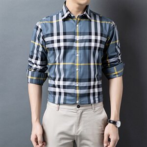 H5688钱塘2020-1爆款秋冬男士高端格子百分百纯棉衬衣舒适P88图片