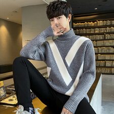 Tim-MY575高领毛衣男翻领加厚韩版潮流个性针织打底衫男外套，男装针织衫/毛衣，电商D310（原电商305）