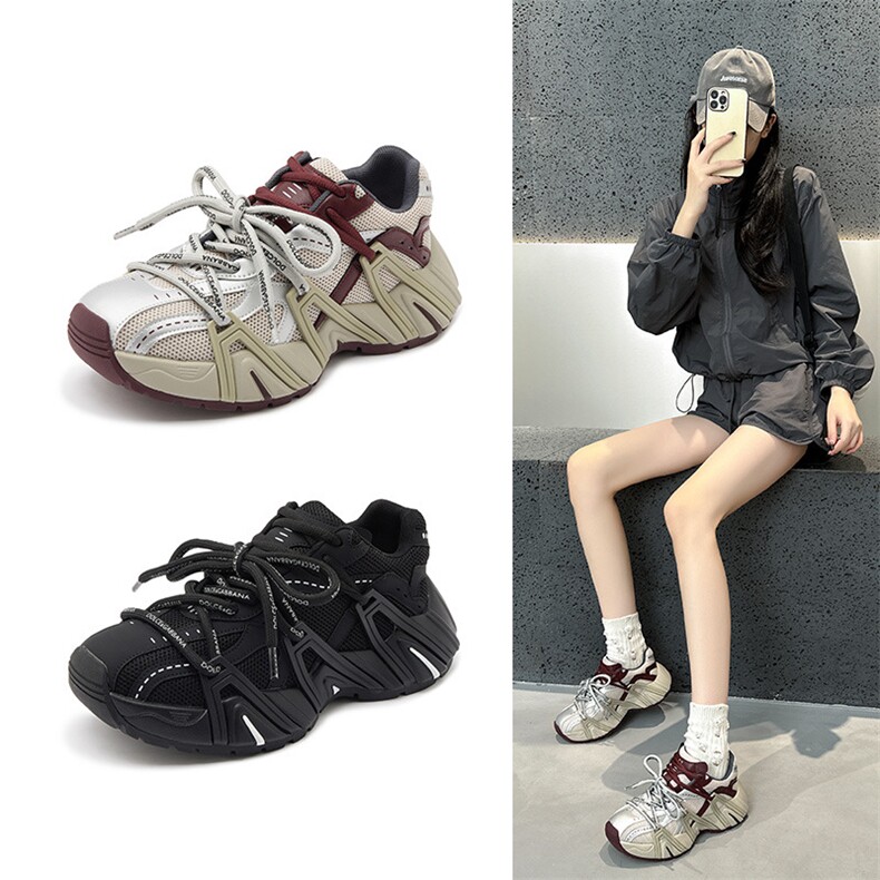 厚底老爹鞋女2024秋季新款韩版透气百搭轻便防滑休闲运动鞋潮,女鞋休闲鞋,电商A223