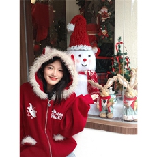 RT13P73圣诞节红色连帽外套，女装短外套，电商B323A