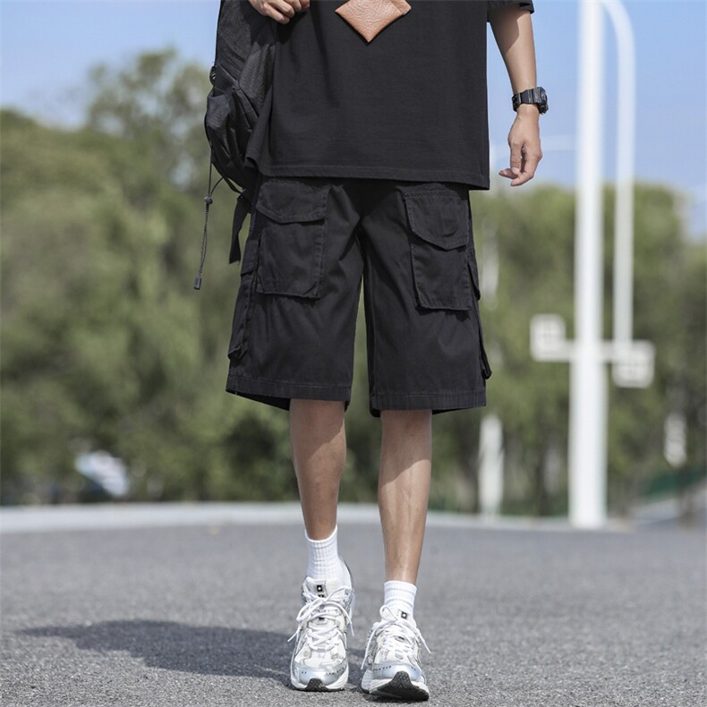 夏季日系宽松直筒五分裤复古水洗多口袋工装短裤 现货K8026-P49图片