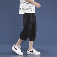 男士冰丝垂感休闲裤2023新款夏季阔腿束脚七分裤  2077-特批20图片