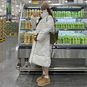CC087-P90 中长款情侣面包服纯色简约长款连帽棉服外套图片