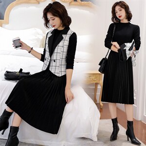 2021春装新款时尚两件套套裙时尚气质纯色简约,女装连衣裙,瑶迪依秀