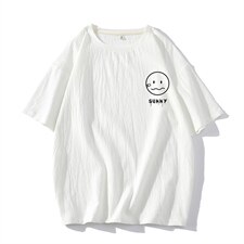 YT26072-P30亚短袖t恤男大码五分袖男宽松七分袖港风模特，男装T恤，电商A040
