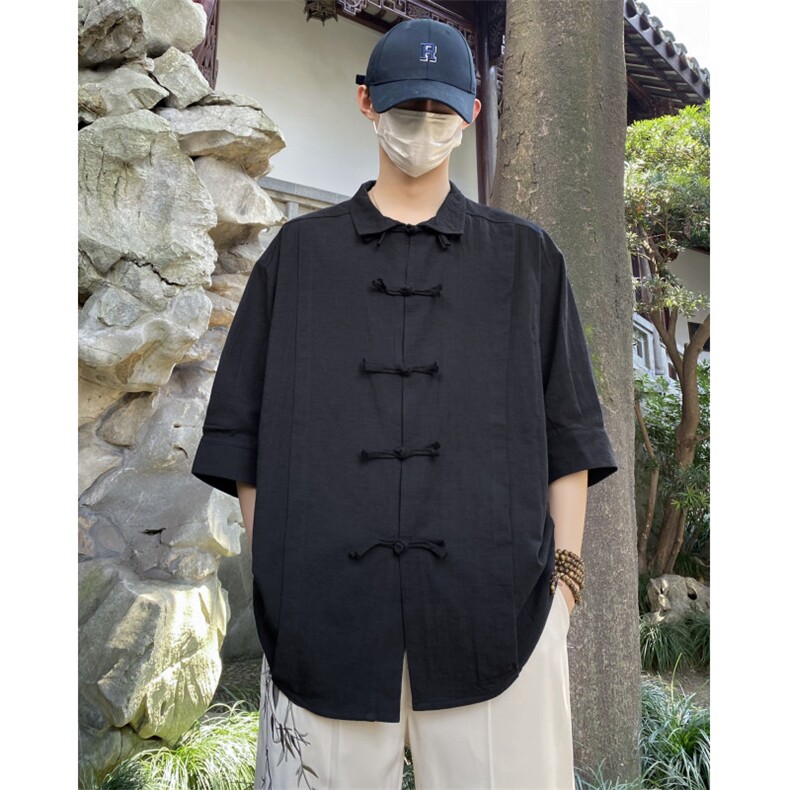 抖音品质夏季新款新中式宽松盘扣衬衫Dmm045-特p35控68图片