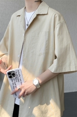 8XL-M亚麻短袖衬衫男夏薄款宽松休闲百搭大码半袖衬衣DC28002P50，男装衬衫，电商B312