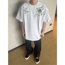 网图有货夏季美式复古花卉刺绣字母短袖宽松花边t恤男女A456-P35，男装T恤，星座1505