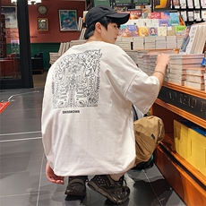 1港风新风休闲情侣大码M-5XL嘻哈潮短袖T恤男DT7795P25控38，男装T恤，星座226-2