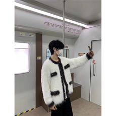 美式超保暖加厚水貂毛毛衣男加棉毛绒针织开衫小香风外套新款潮流，男装针织衫/毛衣，星座715-4