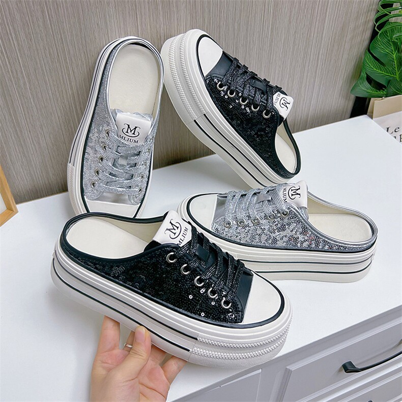 真皮包头拖鞋女2024夏季新款平底半拖女休闲时尚凉拖外穿增高女鞋，女鞋拖鞋，电商A223