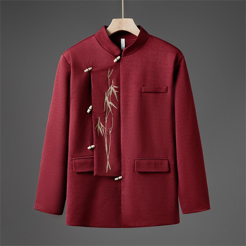 新中式金竹刺绣立领设计感西服外套男女同款立领木头扣夹克JK206，男装西服，星座305A（原312A-1）