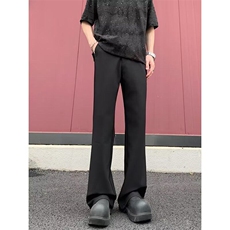 黑色弹力微喇西裤男款夏季美式cleanfit裤子垂感高级感弯刀裤，男装西裤，星座601-1