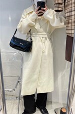 冬款韩版针织袖呢料大衣，女装毛呢外套，cosette(4F)