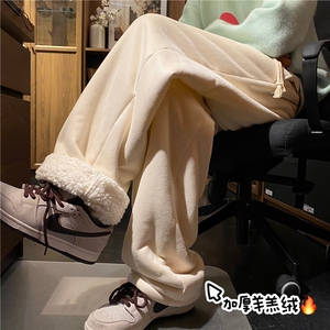 加绒加厚羊羔毛重磅裤子麂皮绒抖音品质休闲裤K5425-b315-P65控78图片
