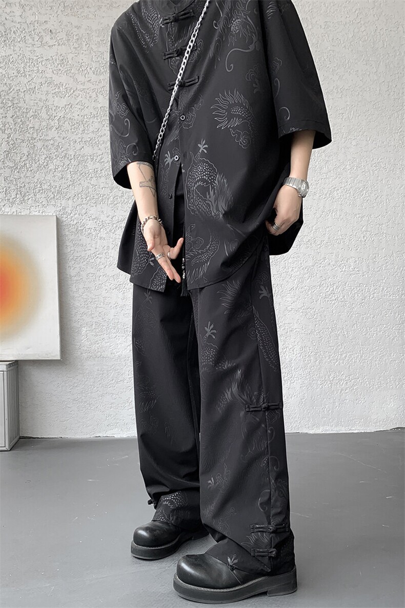风男装中式盘扣冰丝套装立领短袖衬衫唐装两件套TZ1702特P80,男装衬衫,电商B238