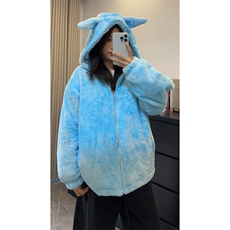 A2260P88-夹棉兔毛毛绒绒情侣外套男女秋冬新款扎染连帽棉衣，男装棉衣，电商B241
