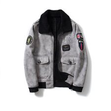 防麂皮绒机车服皮毛一体飞行服皮衣男外套保暖男士夹克F6000*P265，男装皮衣，电商D221(原钱塘6000)