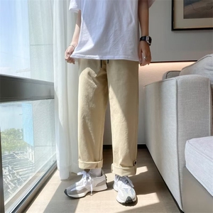 春秋季港风抽绳工装裤男直筒宽松潮流ins垂感纽扣阔腿休闲 N2124图片
