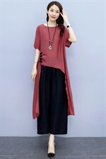 2021夏季新款简约优雅时尚气质圆领显瘦休闲舒适两件套，女装套装/套裙，香香