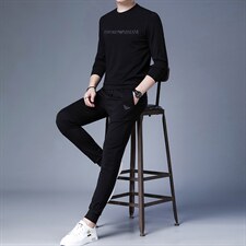 秋季男士休闲中年运动服长袖套装外套长条加绒卫衣休闲开衫三件套，男装休闲套装，电商B212（原钱塘6029）