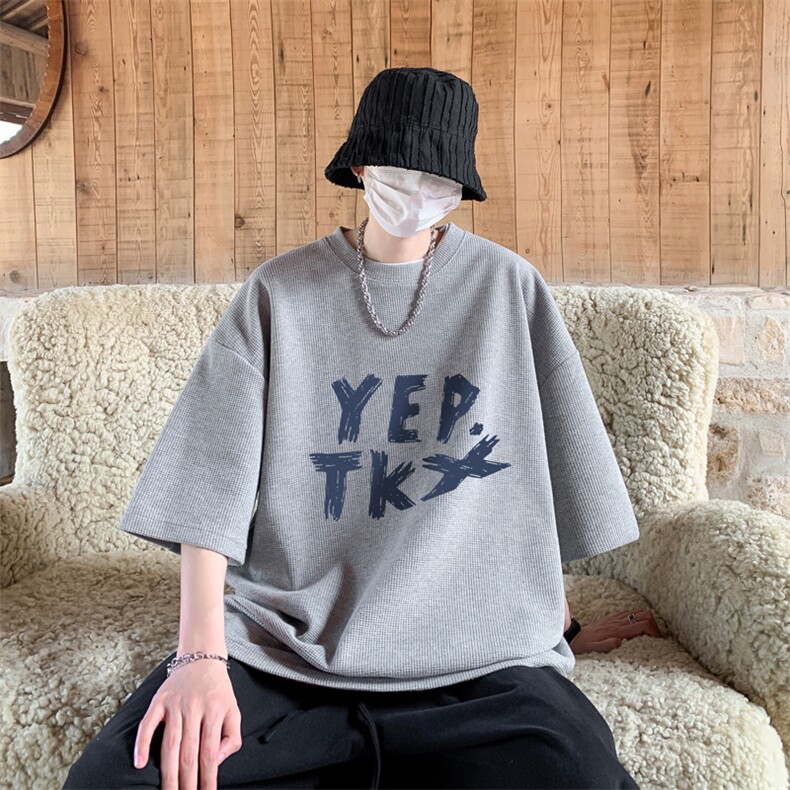华夫格！港风华夫格短袖T恤男士半袖男五分袖体恤衫男HT146-P25,男装T恤,电商B367