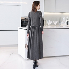 精品现货2024新款时尚休闲气质女针织甜美女修身显瘦三件套连衣裙，女装套装/套裙，奋斗女王